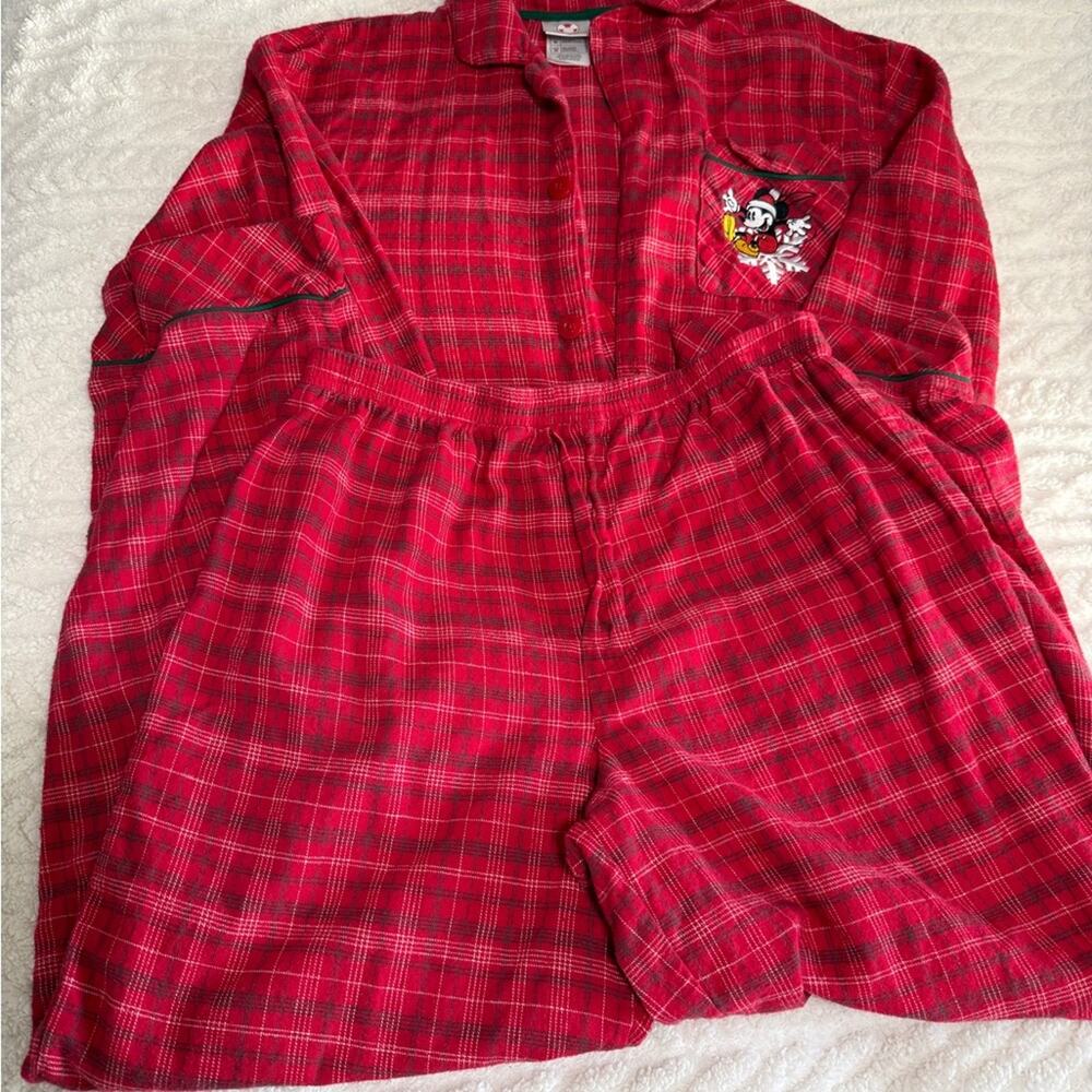 The Disney Store Red Plaid Women Men’s Plaid Pajama Set Med Holiday Christmas